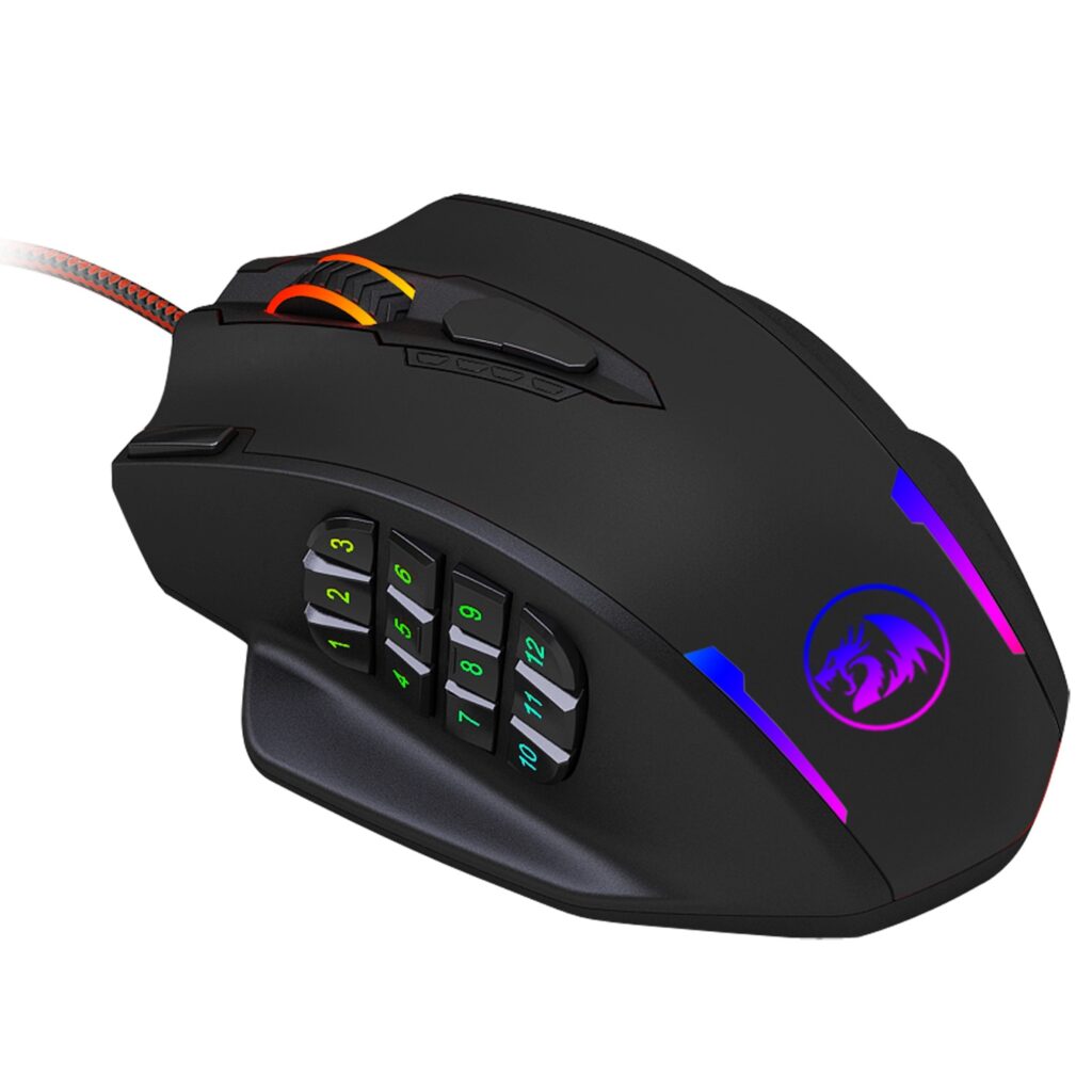 Redragon M908 Impact MMO Gaming Mouse - 12 Side Buttons - Optical Sensor 12,400DPI
