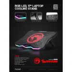 MARVO FN-40 RGB Laptop Cooler Cooling Pad / Supports Up To 17" Laptop / Cool RGB Backlight / 180mm Single-Fan Design / Adjustable Stand Angle / 2-Port USB Hub - Image 6