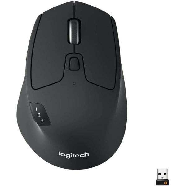 Logitech M720 Triathlon Wireless/Bluetooth Mouse - Hyper-Fast Scrolling - USB Unifying Receiver - Computer and Laptop - Black