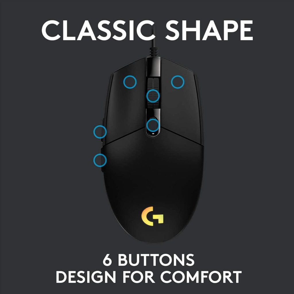 Logitech G203 LIGHTSYNC RGB Gaming Mouse - 8,000 DPI (Black) - Image 4