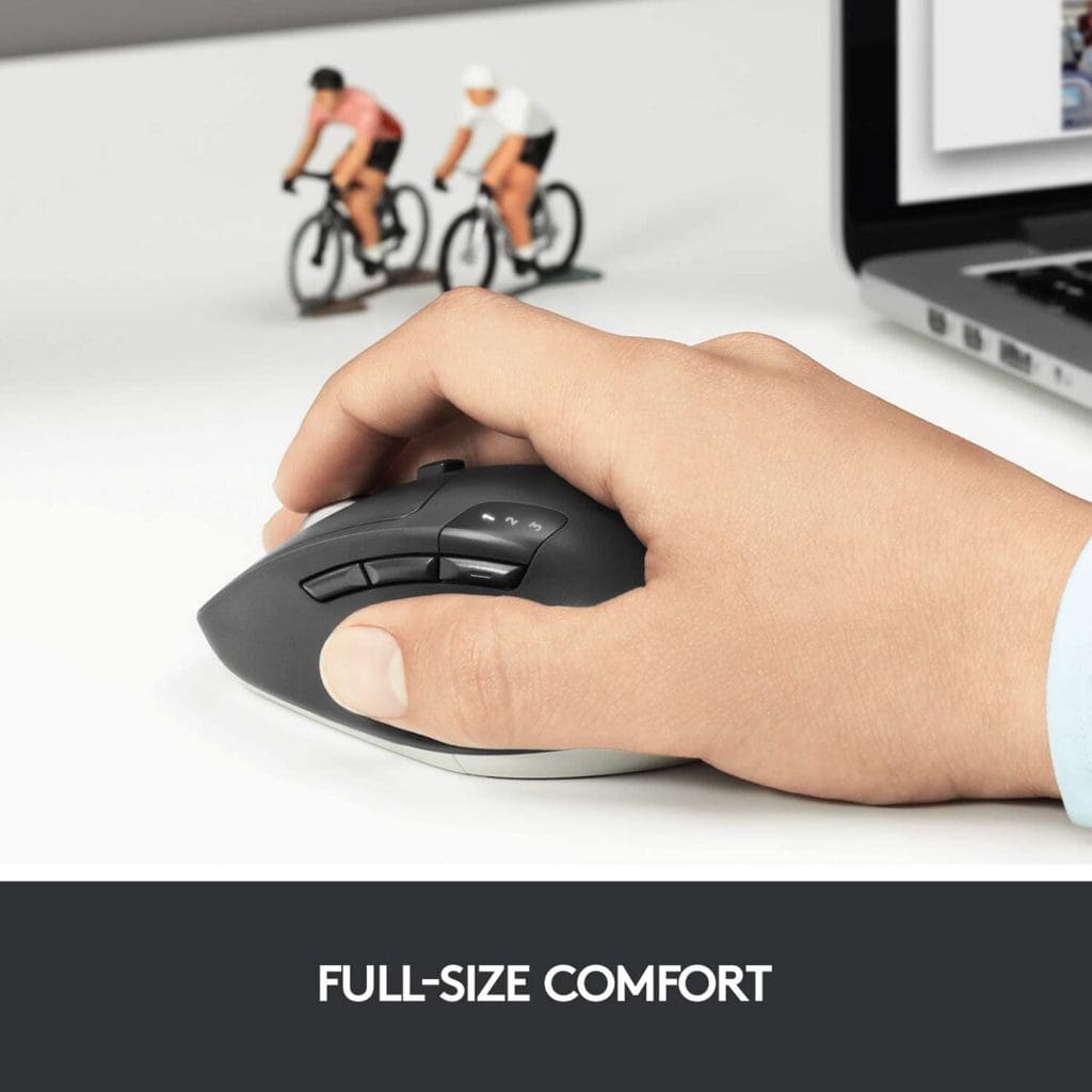 ⁦Logitech M720 Triathlon Wireless/Bluetooth  Mouse -  Hyper-Fast Scrolling - USB Unifying Receiver - Computer and Laptop - Black⁩ - الصورة ⁦2⁩