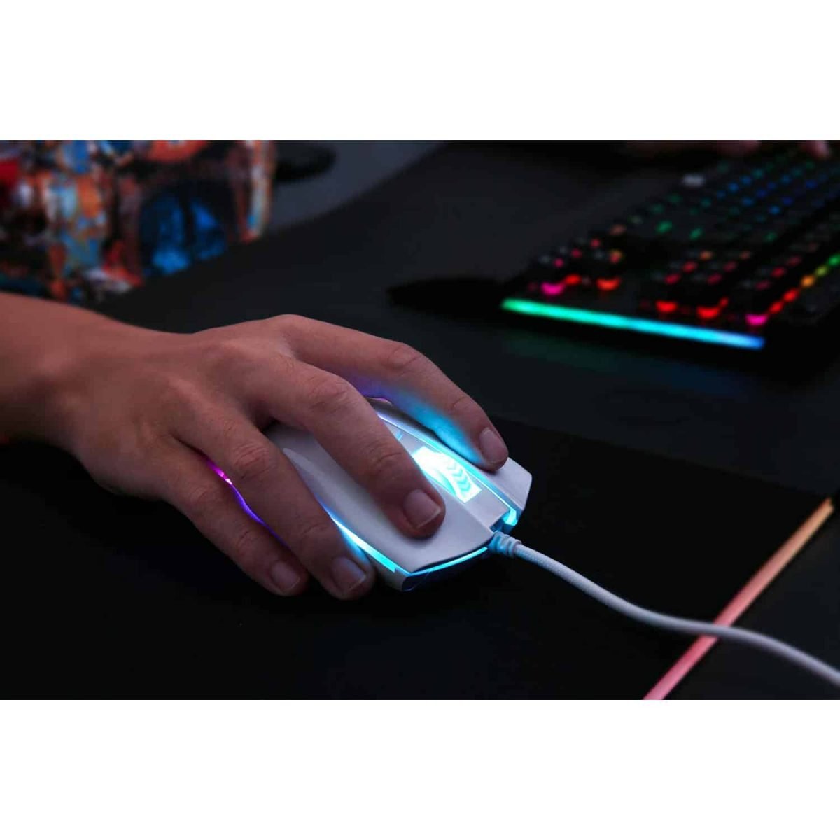 Redragon M711 Cobra RGB Gaming Mouse Optical Sensor 12,400 DPI (White) - Image 4