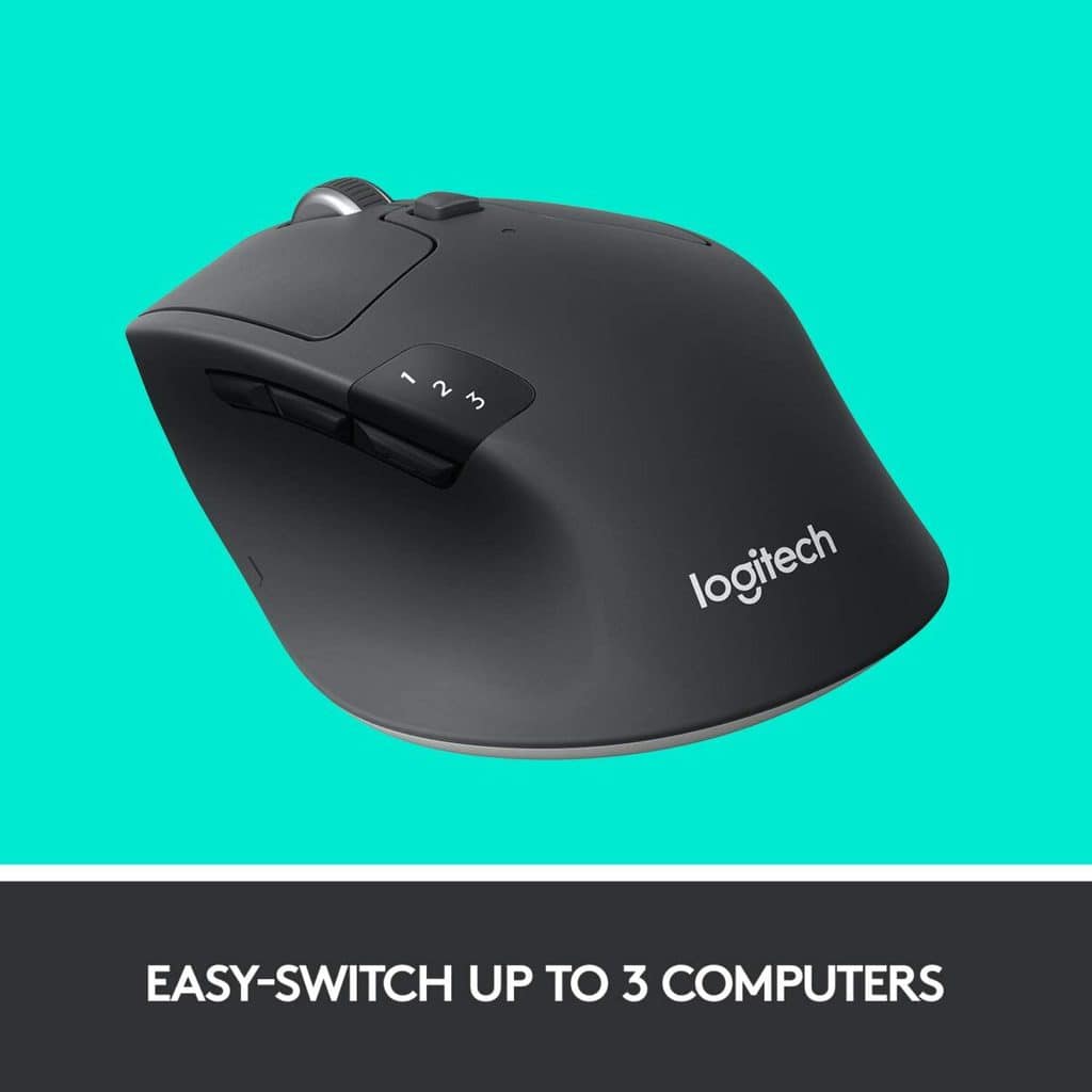 ⁦Logitech M720 Triathlon Wireless/Bluetooth  Mouse -  Hyper-Fast Scrolling - USB Unifying Receiver - Computer and Laptop - Black⁩ - الصورة ⁦5⁩