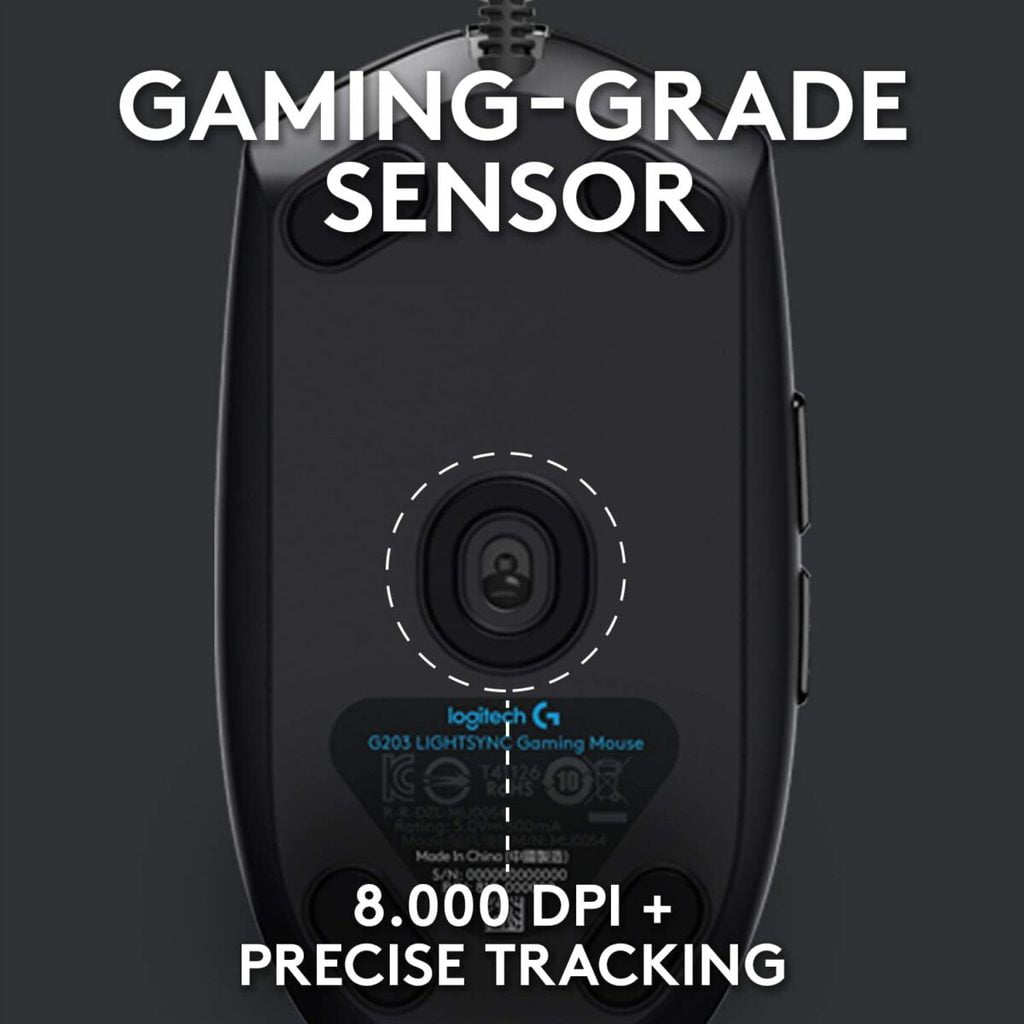 Logitech G203 LIGHTSYNC RGB Gaming Mouse - 8,000 DPI (Black) - Image 3