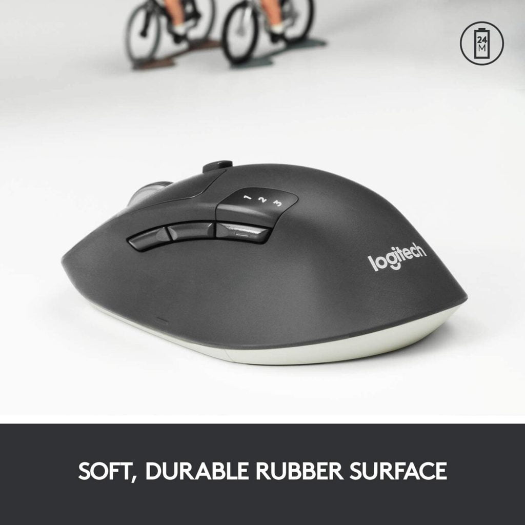 ⁦Logitech M720 Triathlon Wireless/Bluetooth  Mouse -  Hyper-Fast Scrolling - USB Unifying Receiver - Computer and Laptop - Black⁩ - الصورة ⁦6⁩