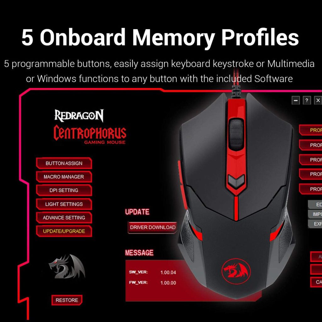 Redragon M601-BA Gaming Mouse and Mouse Pad Combo - 6 Button Mouse, 3200 DPI - Large Mouse Pad P016 - Image 4
