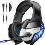 ONIKUMA K5 Pro Blue LED Gaming Headset – Stereo – Noise canceling Microphone – Xbox One/PS4/PS5/PC – Black