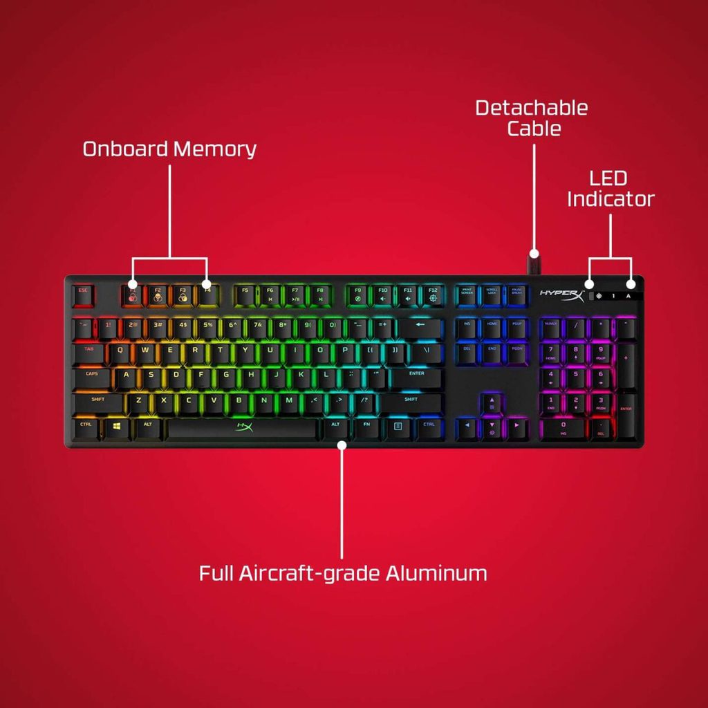 HyperX Alloy Origins RGB Mechanical Gaming Keyboard - HyperX Red Switch Linear - Image 6