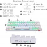 REDRAGON K530 Draconic RGB 60% Gaming Wireless Mechanical Keyboard - Brown Switches - White - الصورة 6