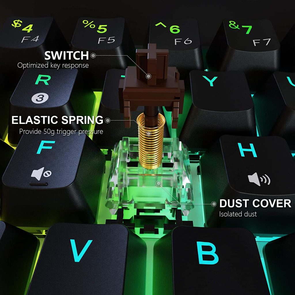 Dierya DK61 Pro Bluetooth 5.1 Mechanical Gaming Keyboard 60% Wireless/Wired - Gateron Optical Red Switch - Image 4