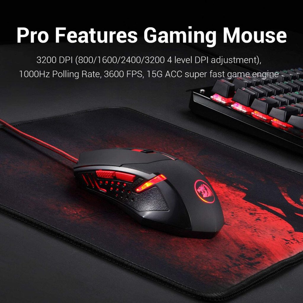 Redragon M601-BA Gaming Mouse and Mouse Pad Combo - 6 Button Mouse, 3200 DPI - Large Mouse Pad P016 - Image 6