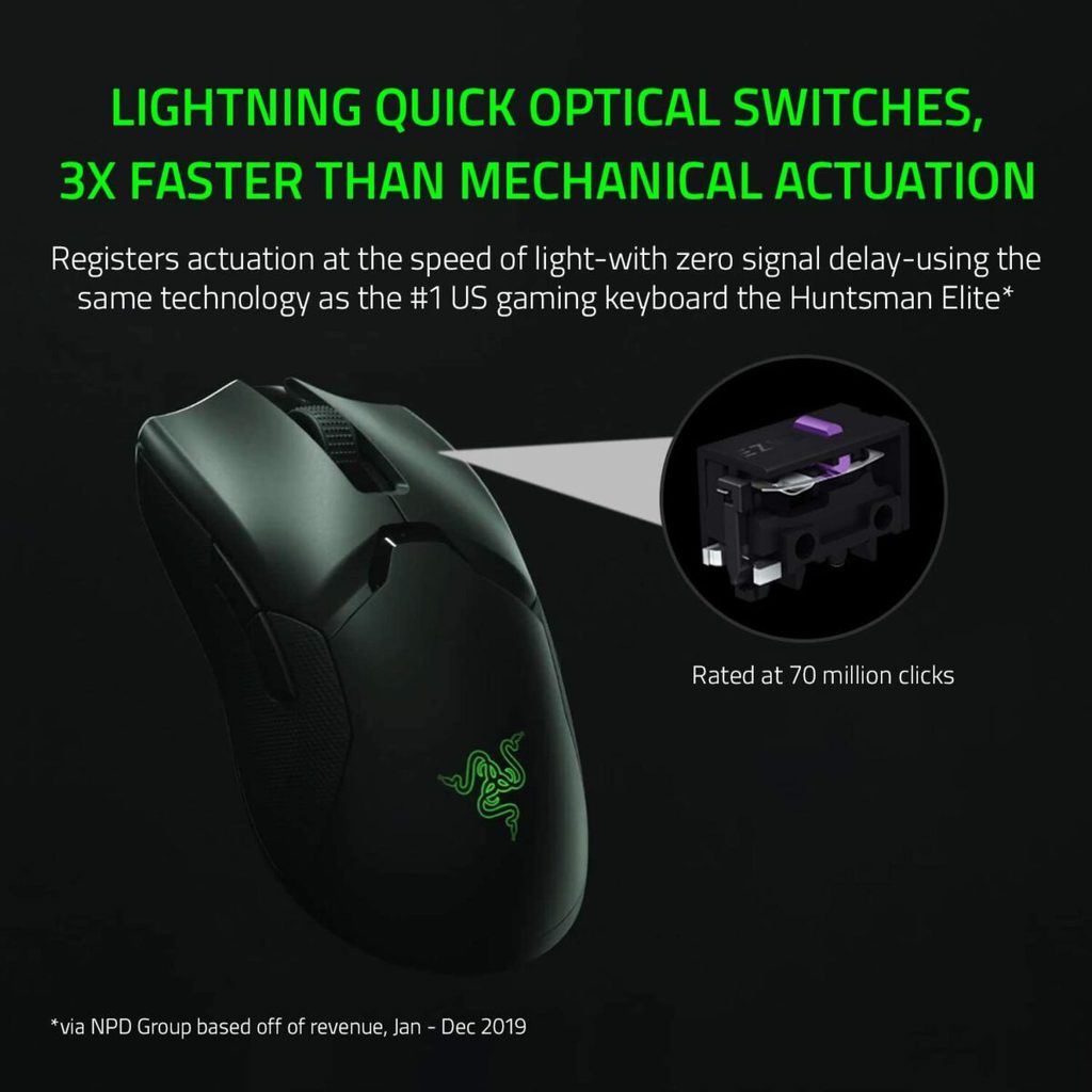 RAZER Viper Ultimate Wireless RGB Gaming Mouse - 20K DPI Optical Sensor (Black) - Image 3