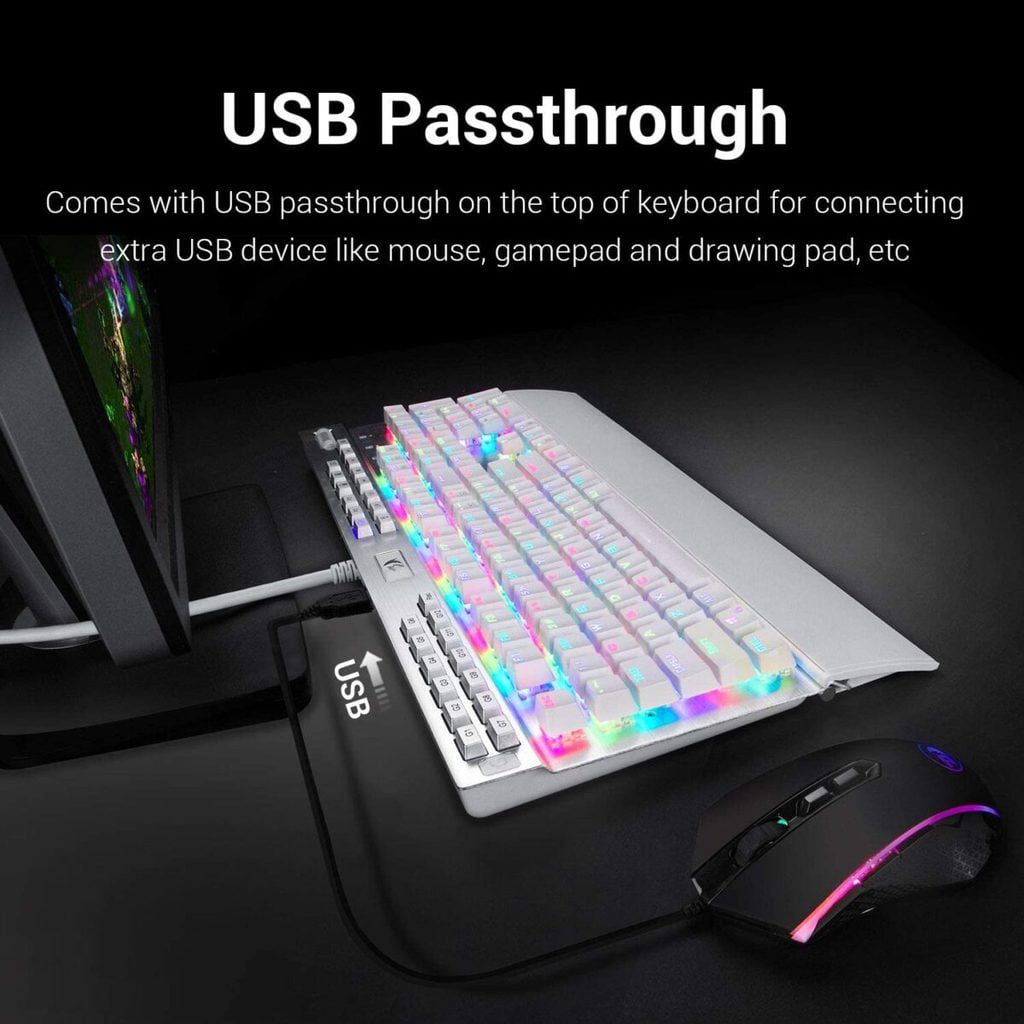 Redragon K550 RGB Yama Gaming Mechanical Keyboard - Purple Switches - Multimadia & Macro Recording Keys - Wrist Rest - Volume Control (White) - Image 4