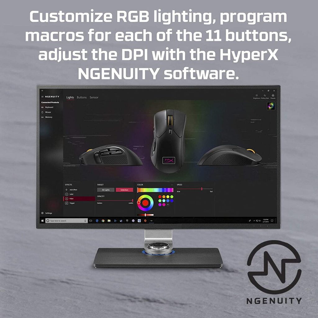⁦HyperX Pulsefire Raid RGB Gaming Mouse - Optical Sensor 16,000 DPI - 11 Programmable Buttons -  Comfortable Side Grips - Software-Controlled Customization⁩ - الصورة ⁦6⁩