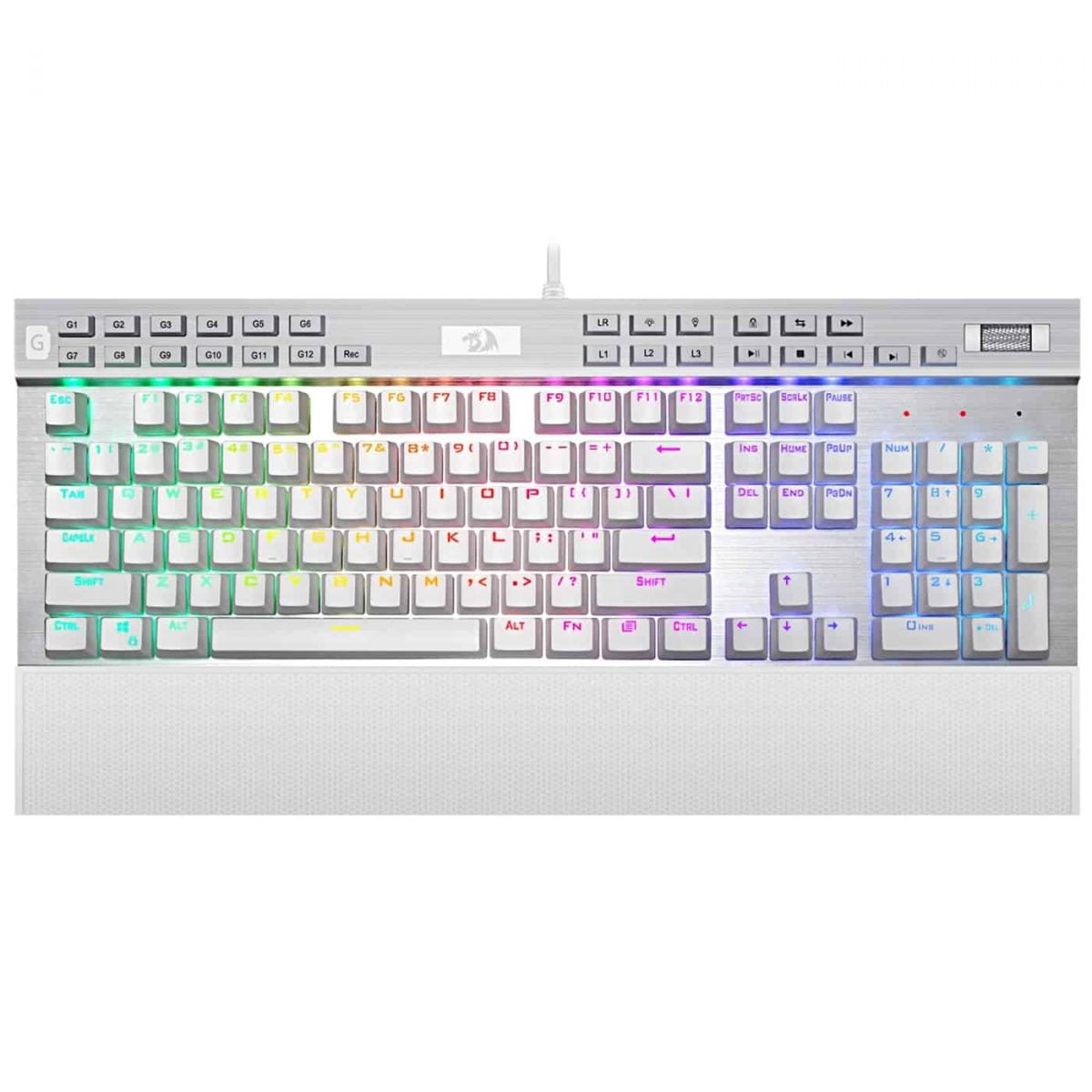 Redragon K550 RGB Yama Gaming Mechanical Keyboard - Purple Switches - Multimadia & Macro Recording Keys - Wrist Rest - Volume Control (White) - Image 1