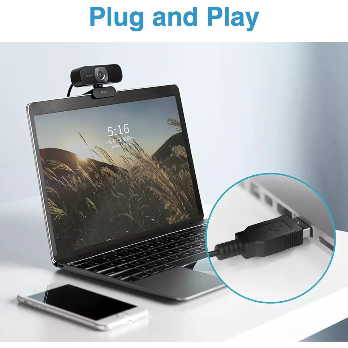Rapoo C260 Webcam 1080P - Built-in Microphone