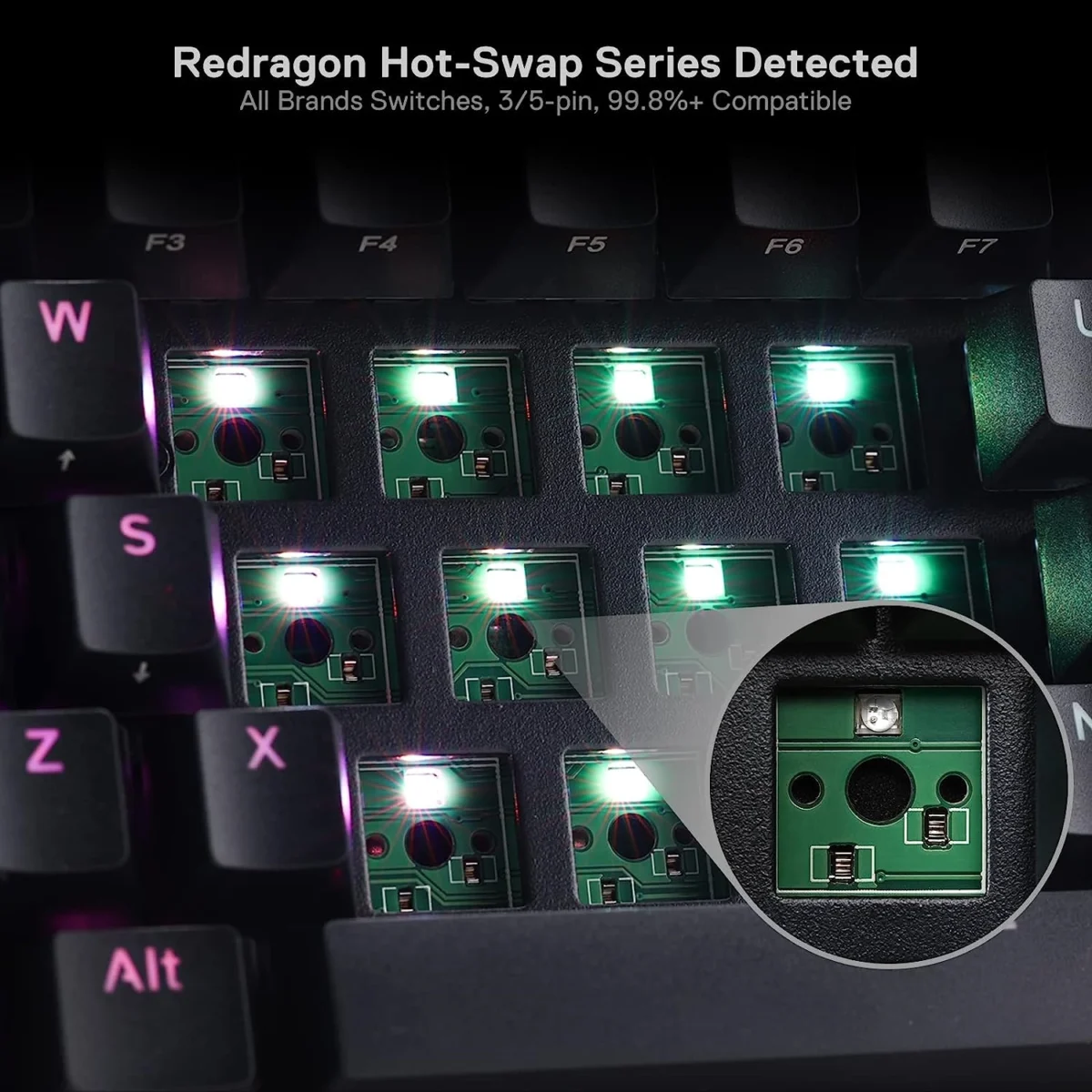 REDRAGON K530 Pro Draconic RGB 60% Gaming Wireless Mechanical Keyboard - BT/2.4Ghz/Wired 3-Mode