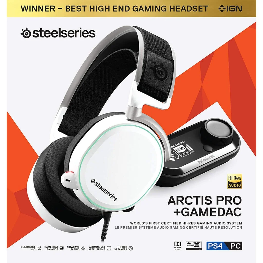 SteelSeries ARCTIS PRO + GAMEDAC Gaming Headset (White