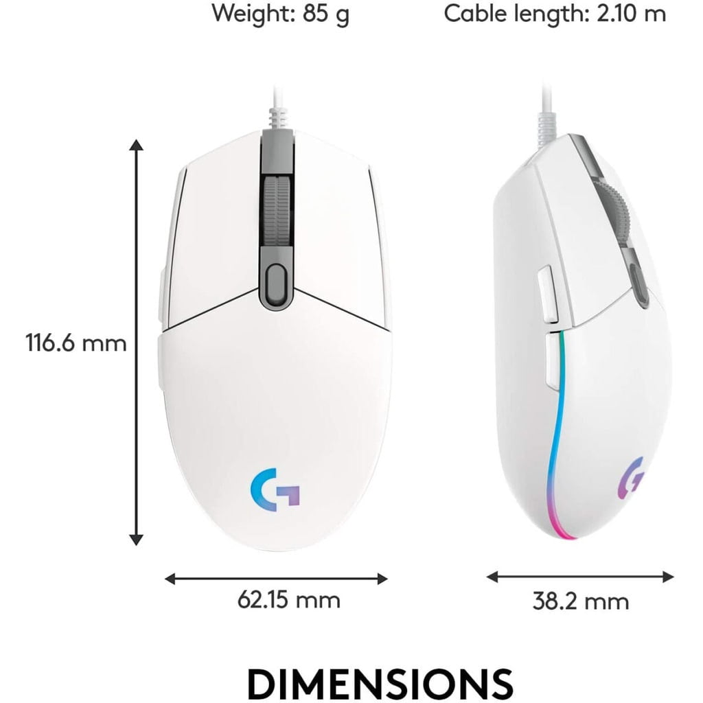 Logitech G102 Lightsync Gaming mouse White