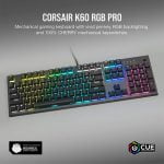 Corsair K60 RGB PRO Mechanical Gaming Keyboard (CHERRY VIOLA Keyswitches: Linear and Fast, Durable Aluminum Frame, Customisable Per-Key RGB Backlighting