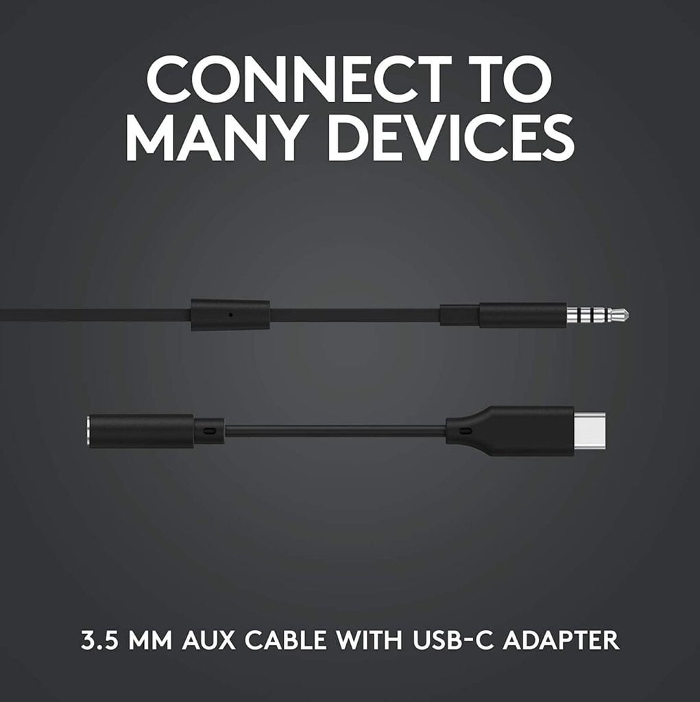 Logitech G333 Gaming Earphones with Gaming-Grade Dual Drivers with USB-C Adapter & in-line Mic and Volume Control with 3.5mm aux - Black