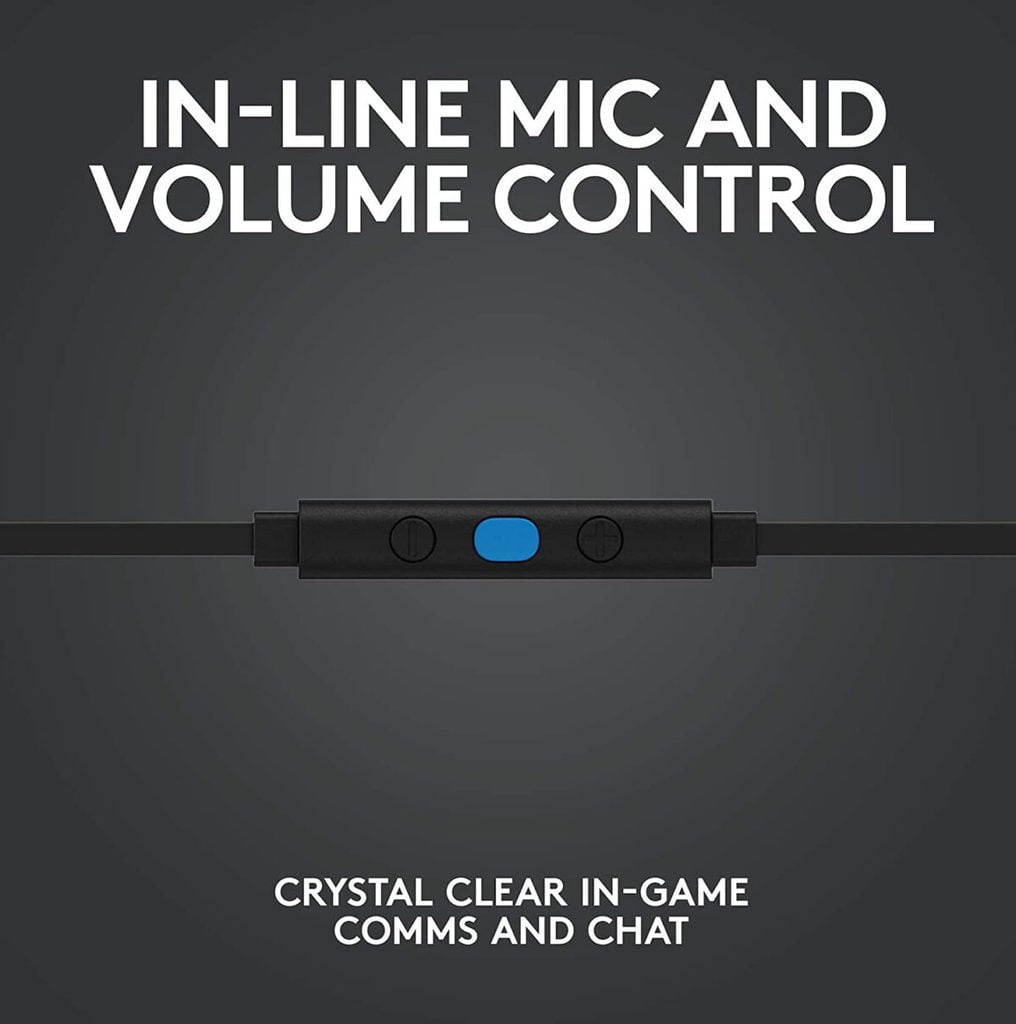 Logitech G333 Gaming Earphones with Gaming-Grade Dual Drivers with USB-C Adapter & in-line Mic and Volume Control with 3.5mm aux - Black