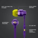 Logitech G333 Gaming Earphones with Gaming-Grade Dual Drivers with USB-C Adapter & in-line Mic and Volume Control with 3.5mm aux - Purple