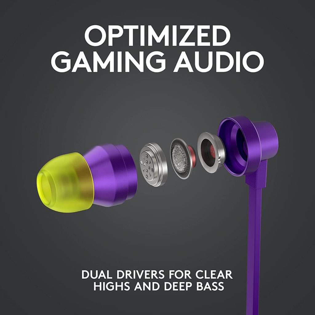 Logitech G333 Gaming Earphones with Gaming-Grade Dual Drivers with USB-C Adapter & in-line Mic and Volume Control with 3.5mm aux - Purple