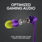 Logitech G333 Gaming Earphones with Gaming-Grade Dual Drivers with USB-C Adapter & in-line Mic and Volume Control with 3.5mm aux - Purple