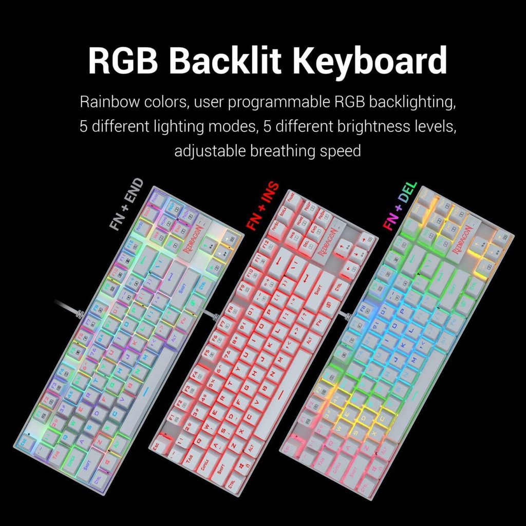 REDRAGON K552 KUMARA RGB Mechanical Gaming Keyboard  - Brown Switches (White)