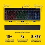 Corsair K55 RGB Membrane Gaming Keyboard (6 Programmable Macro Keys, 3-Zone RGB Backlighting, Multimedia Controls