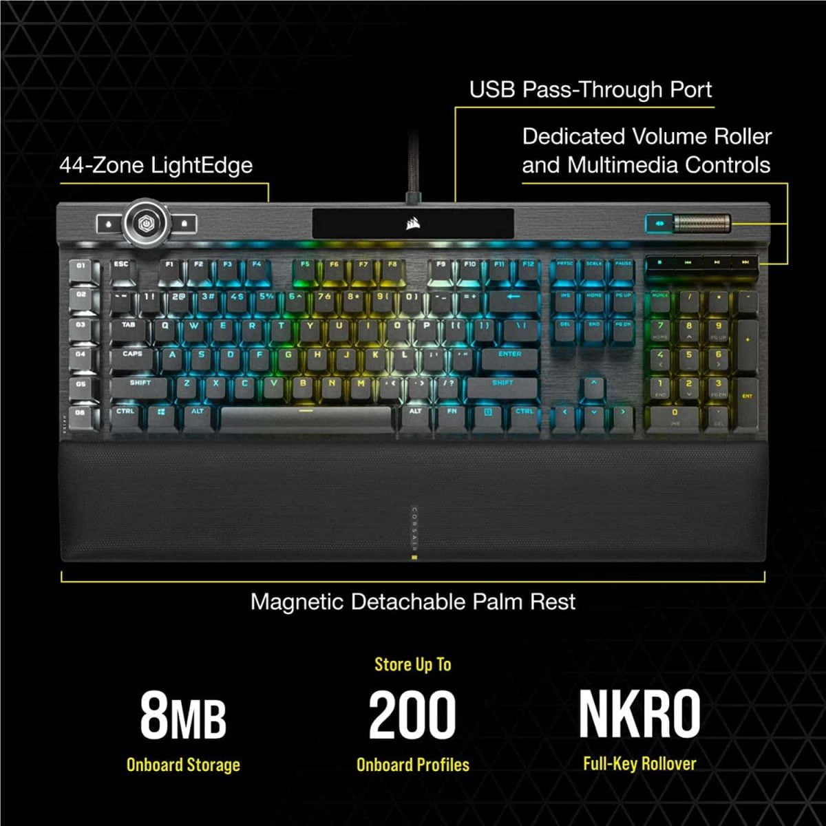 Corsair K100 RGB Optical Mechanical Gaming Keyboard - CORSAIR OPX Switch