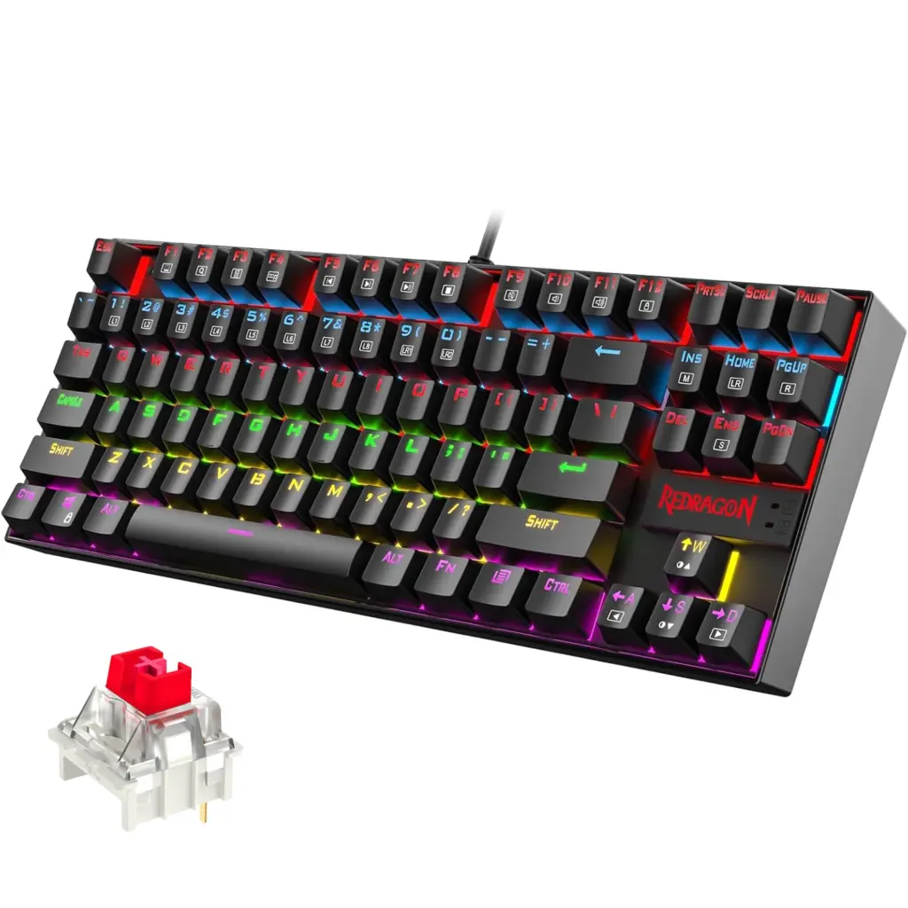 Redragon K552 KUMARA Mechanical Gaming Keyboard - Red Switches - Rainbow (Black)