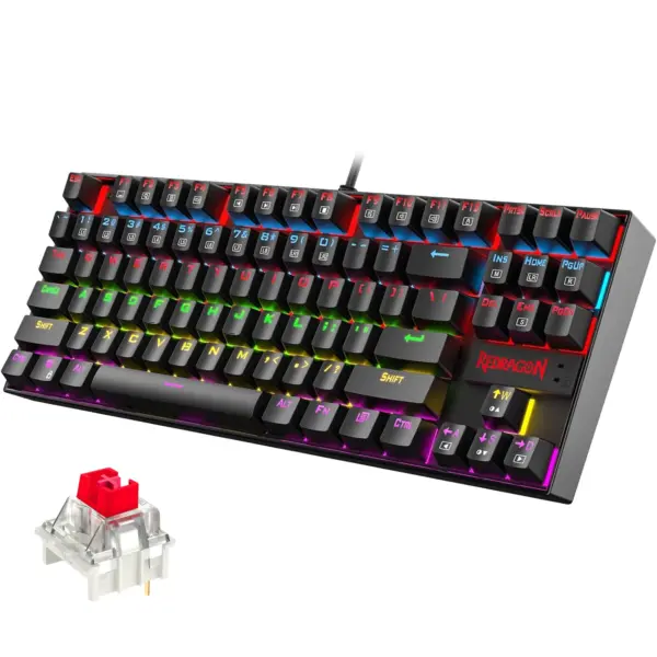 Redragon K552 KUMARA Mechanical Gaming Keyboard - Red Switches - Rainbow (Black)