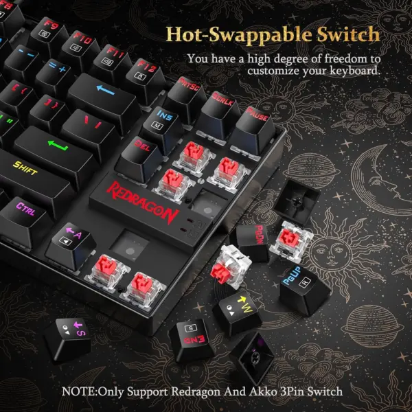 Redragon K552 KUMARA Mechanical Gaming Keyboard - Red Switches - Rainbow (Black)