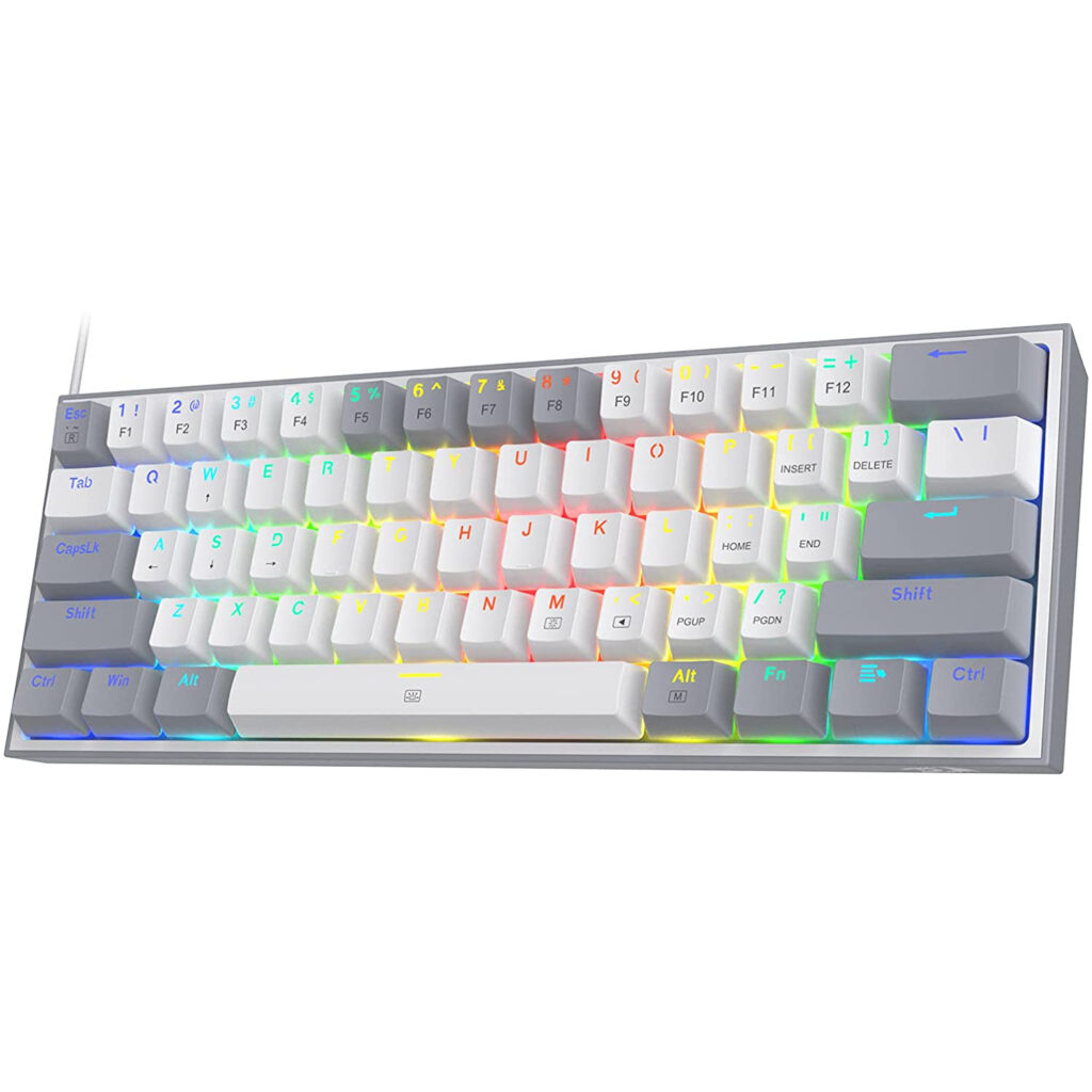 REDRAGON K617 Fizz RGB 60% Gaming Mechanical Keyboard - Red Switches (White Grey)