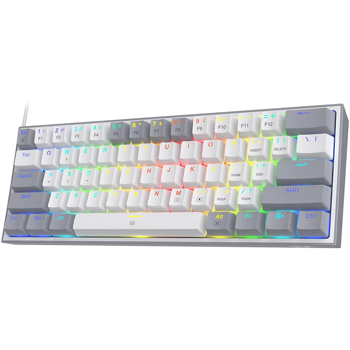 REDRAGON K617 Fizz RGB 60% Gaming Mechanical Keyboard - Red Switches (White Grey)