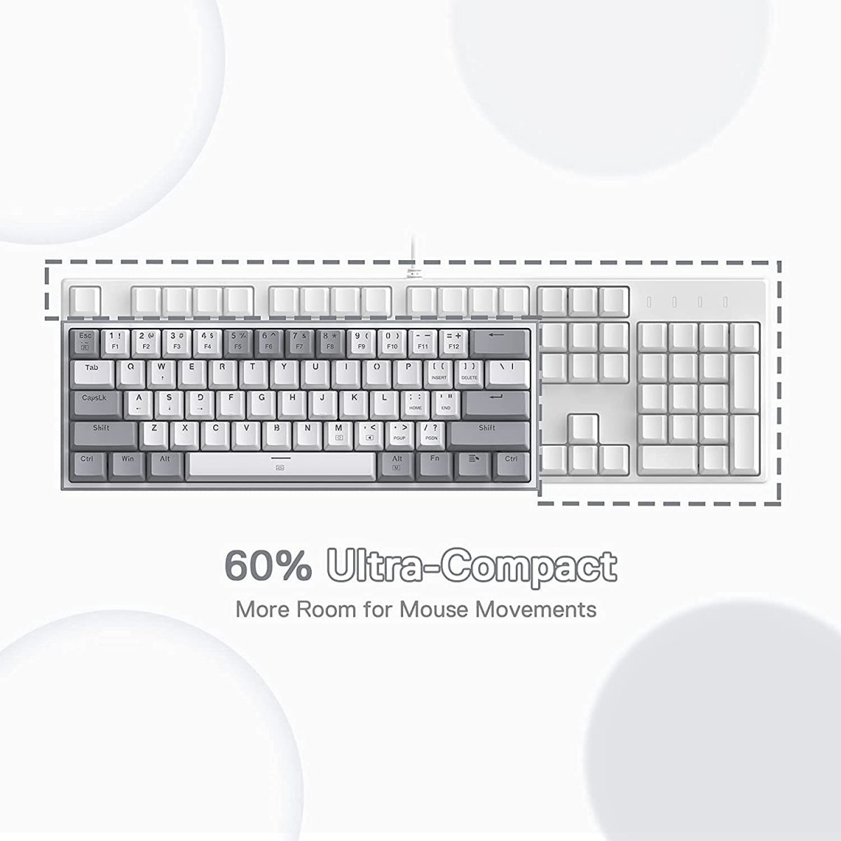 REDRAGON K617 Fizz RGB 60% Gaming Mechanical Keyboard - Red Switches (White Grey)