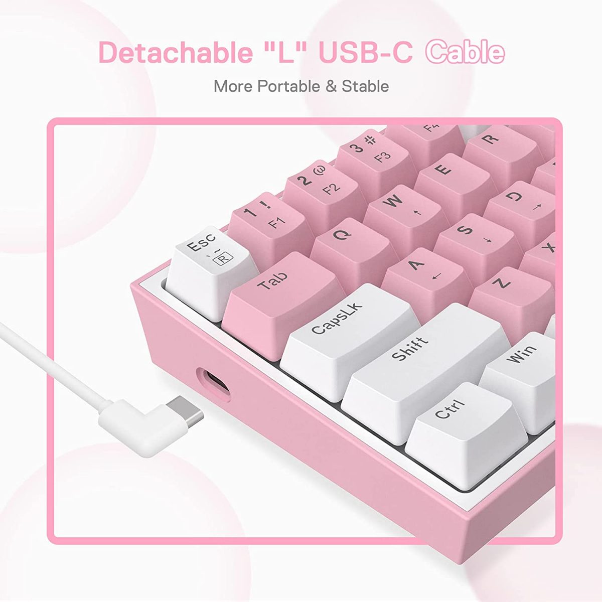 REDRAGON K617 Fizz RGB 60% Gaming Mechanical Keyboard - Red Switches (Pink White)