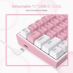 REDRAGON K617 Fizz RGB 60% Gaming Mechanical Keyboard - Red Switches (Pink White)