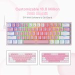 REDRAGON K617 Fizz RGB 60% Gaming Mechanical Keyboard - Red Switches (Pink White)