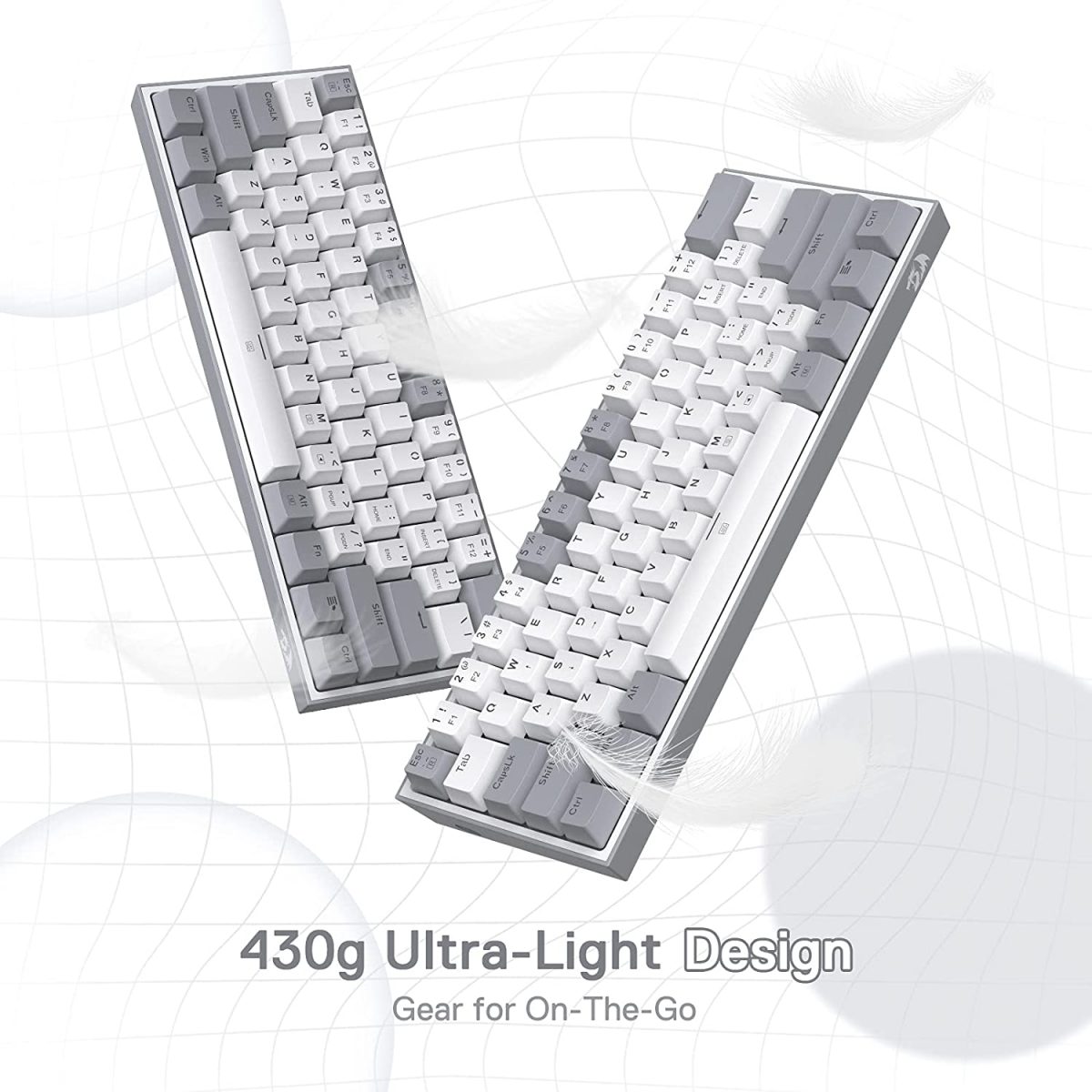 REDRAGON K617 Fizz RGB 60% Gaming Mechanical Keyboard - Red Switches (White Grey)
