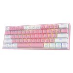 REDRAGON K617 Fizz RGB 60% Gaming Mechanical Keyboard - Red Switches (Pink White)