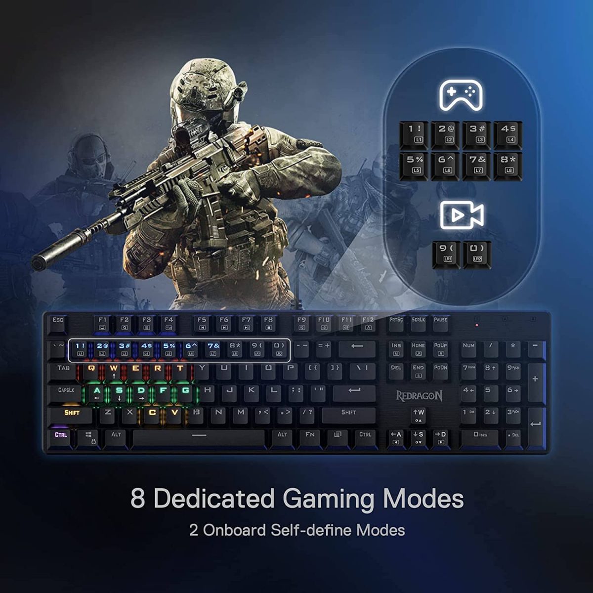 Redragon K608 Valheim Gaming Mechanical Keyboard - Red Switch