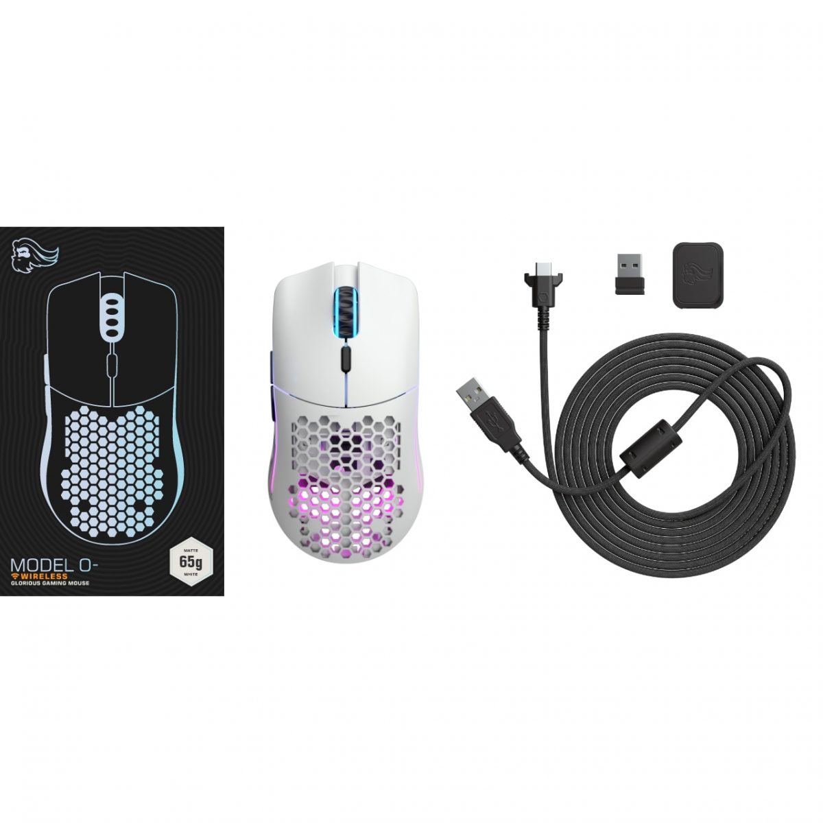 Glorious Model O- (Minus) Wireless Gaming Mouse 65G (Matte White)