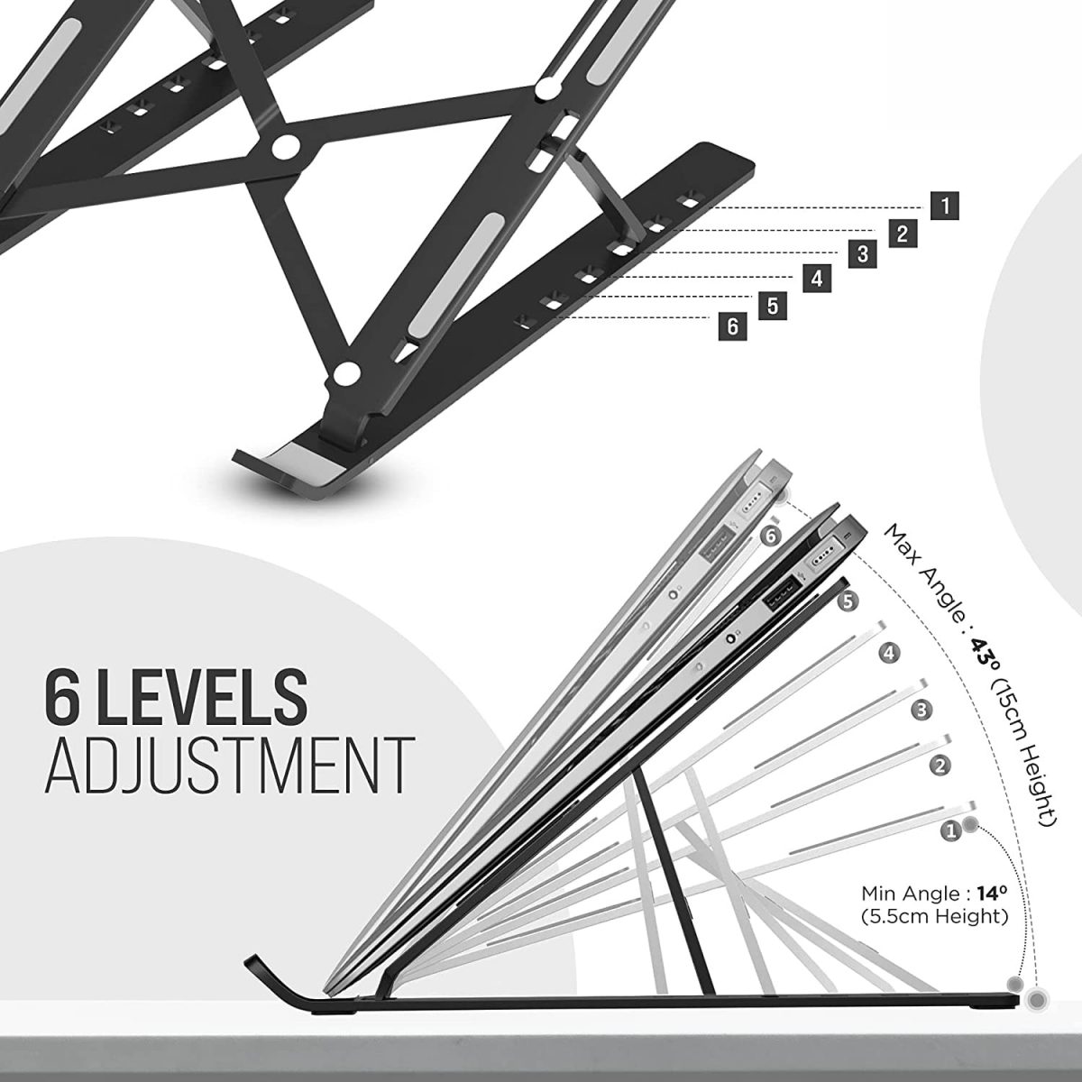 Aluminum Alloy Laptop Stand Up to 15.6 Inch (Black)