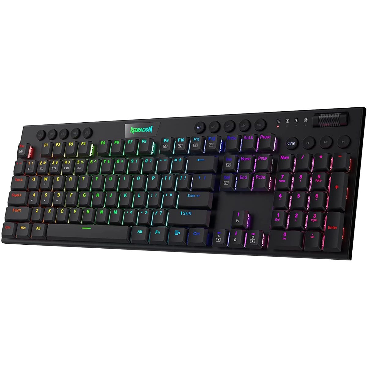 REDRAGON K618 Horus RGB Gaming Wireless Mechanical Keyboard - Low Profile Red Switches (Black)