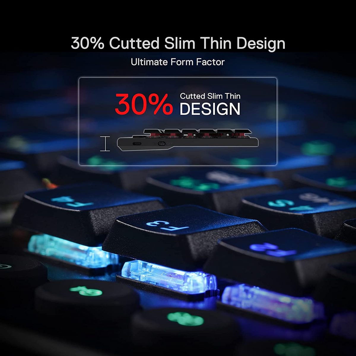 REDRAGON K618 Horus RGB Gaming Wireless Mechanical Keyboard - Low Profile Red Switches (Black)