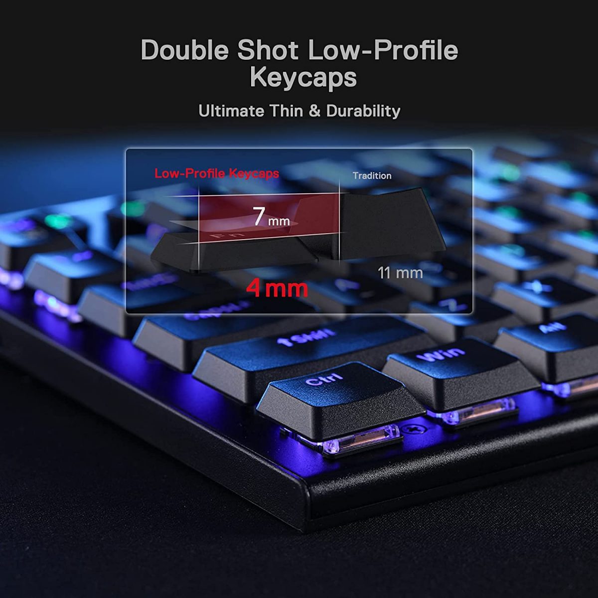 REDRAGON K618 Horus RGB Gaming Wireless Mechanical Keyboard - Low Profile Red Switches (Black)
