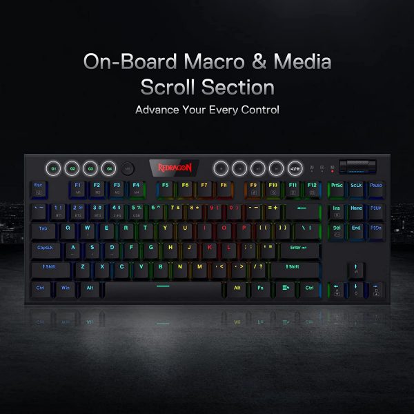 REDRAGON K621 Horus TKL RGB Gaming Wireless Mechanical Keyboard - Low Profile Red Switches (Black)